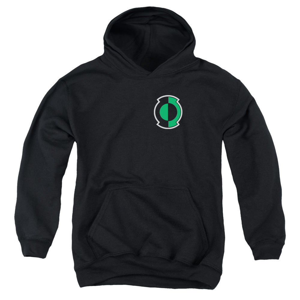 AN OFFCIALLY LICENSED GREEN LANTERN KYLE LOGO YOUTH HOODIE BLACK
