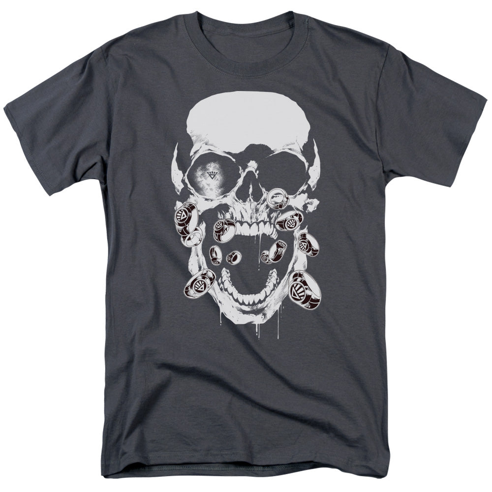 AN OFFCIALLY LICENSED GREEN LANTERN BLACK LANTERN SKULL MEN'S REGULAR FIT T-SHIRT CHARCOAL