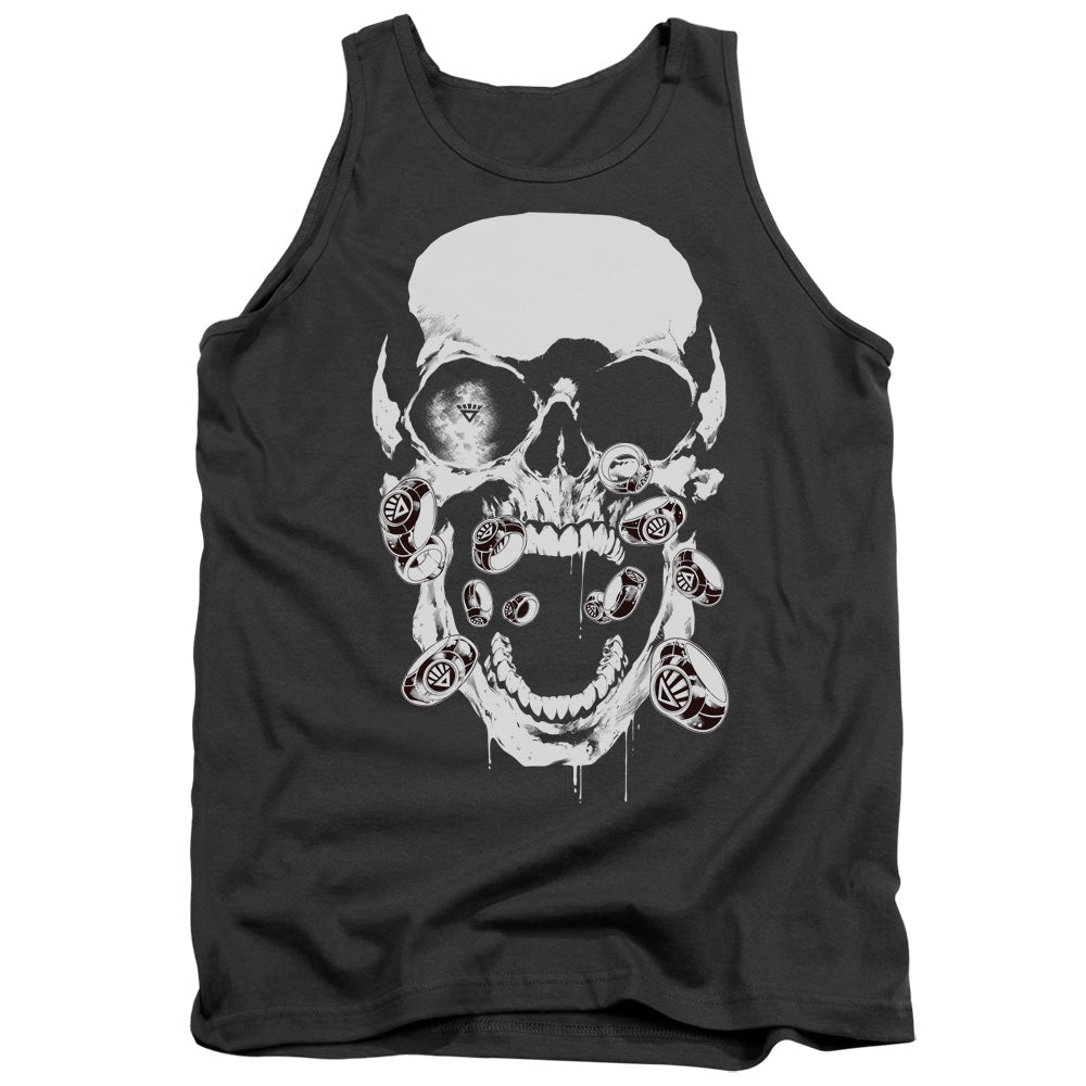 AN OFFCIALLY LICENSED GREEN LANTERN BLACK LANTERN SKULL ADULT UNISEX TANK TOP CHARCOAL