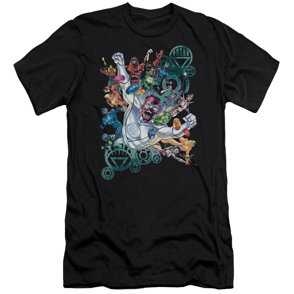AN OFFCIALLY LICENSED GREEN LANTERN LANTERNS UNITE MEN'S PREMIUM SLIM FIT T-SHIRT BLACK