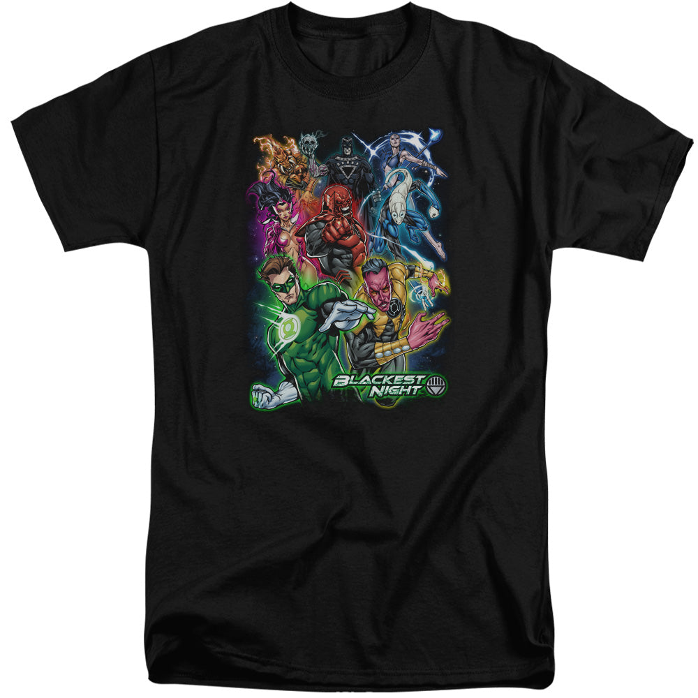 AN OFFCIALLY LICENSED GREEN LANTERN BLACKEST GROUP MEN'S TALL FIT T-SHIRT BLACK