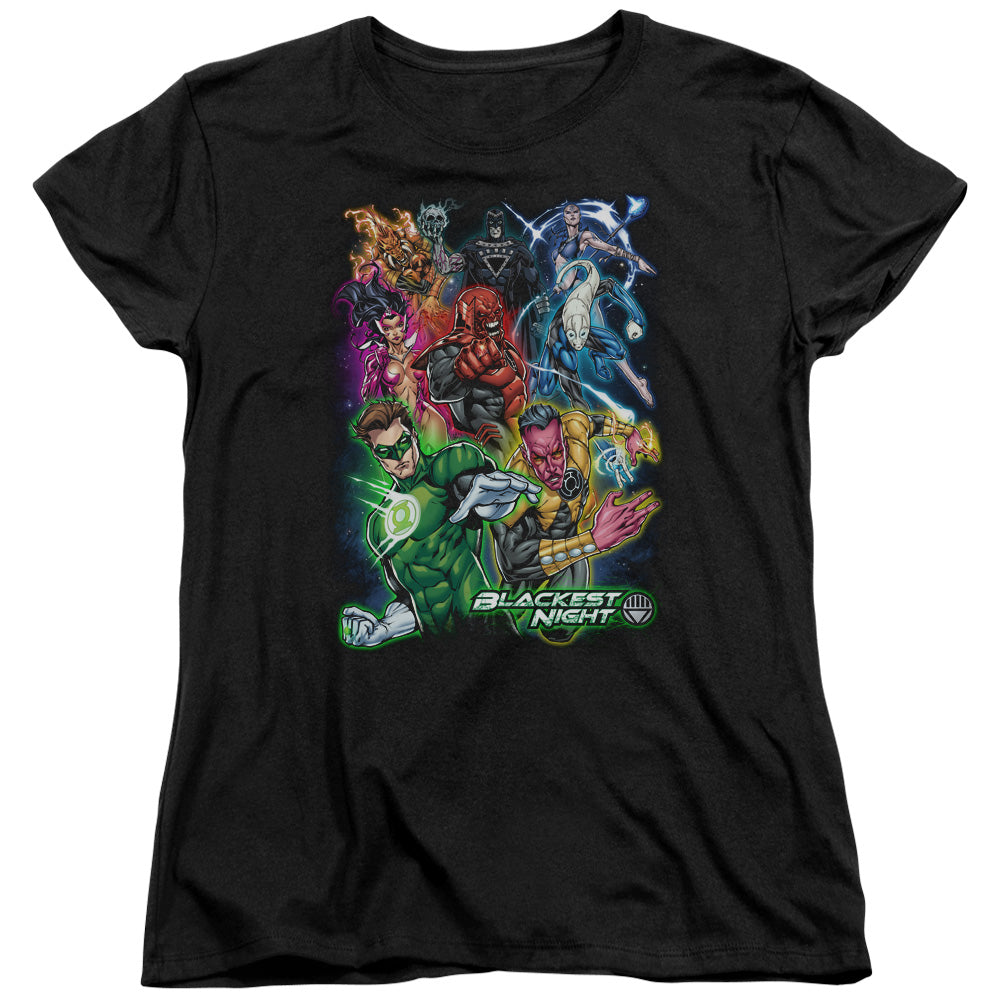 AN OFFCIALLY LICENSED GREEN LANTERN BLACKEST GROUP WOMEN'S REGULAR FIT T-SHIRT BLACK