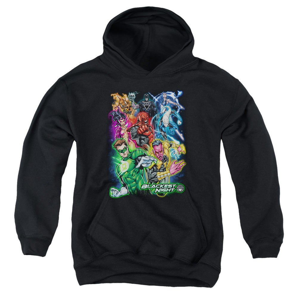AN OFFCIALLY LICENSED GREEN LANTERN BLACKEST GROUP YOUTH HOODIE BLACK