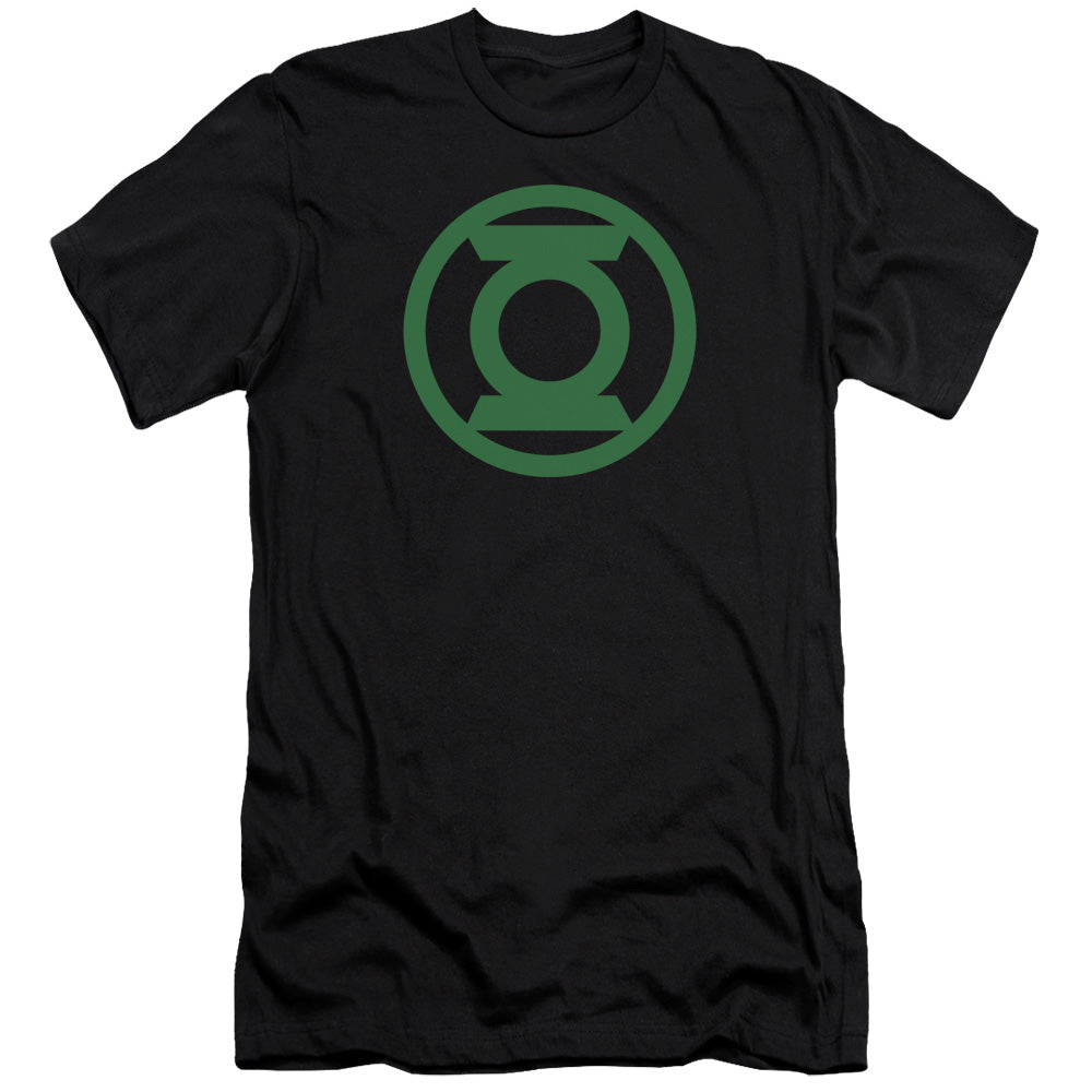 AN OFFCIALLY LICENSED GREEN LANTERN GREEN EMBLEM MEN'S PREMIUM SLIM FIT T-SHIRT BLACK