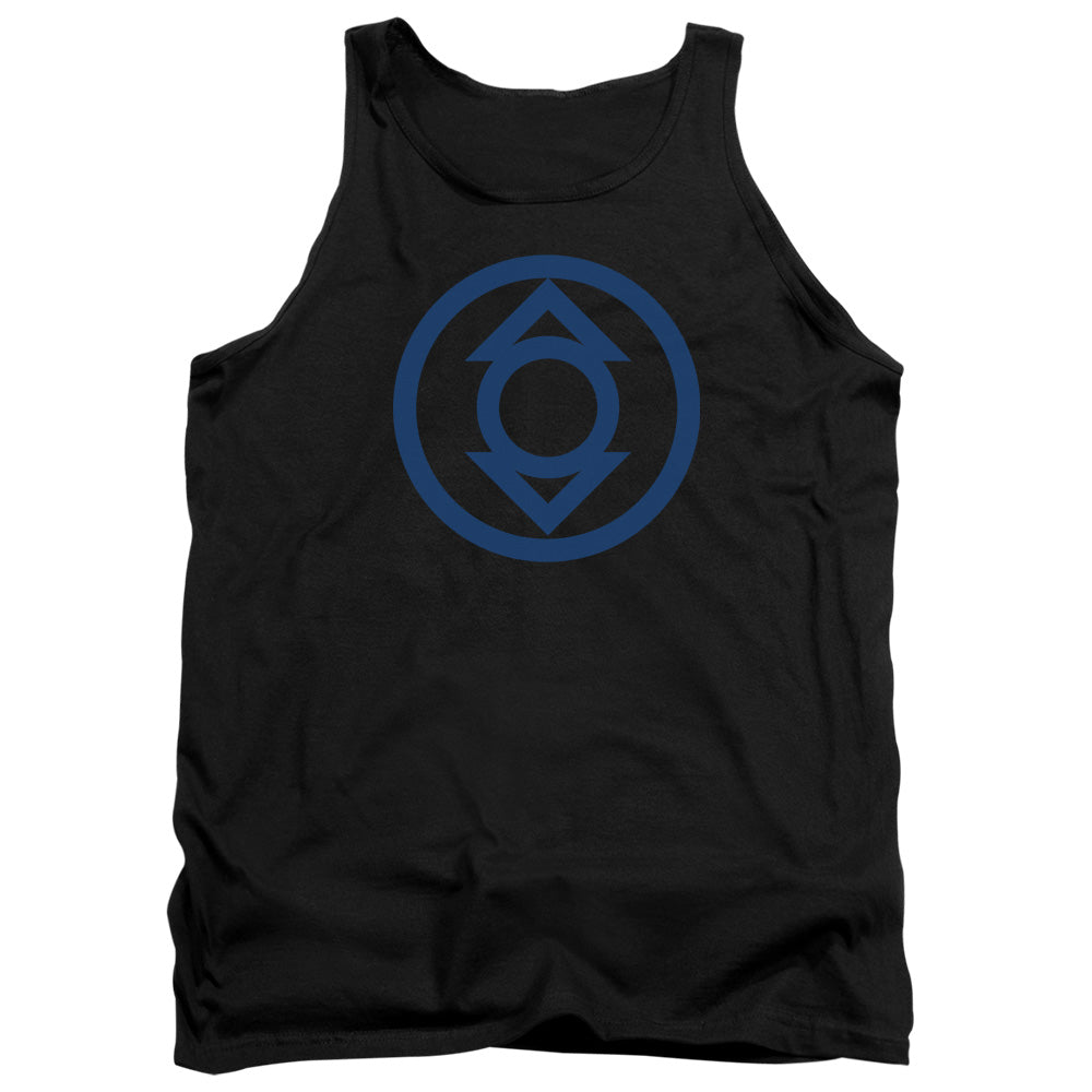 AN OFFCIALLY LICENSED GREEN LANTERN BLUE EMBLEM ADULT UNISEX TANK TOP BLACK