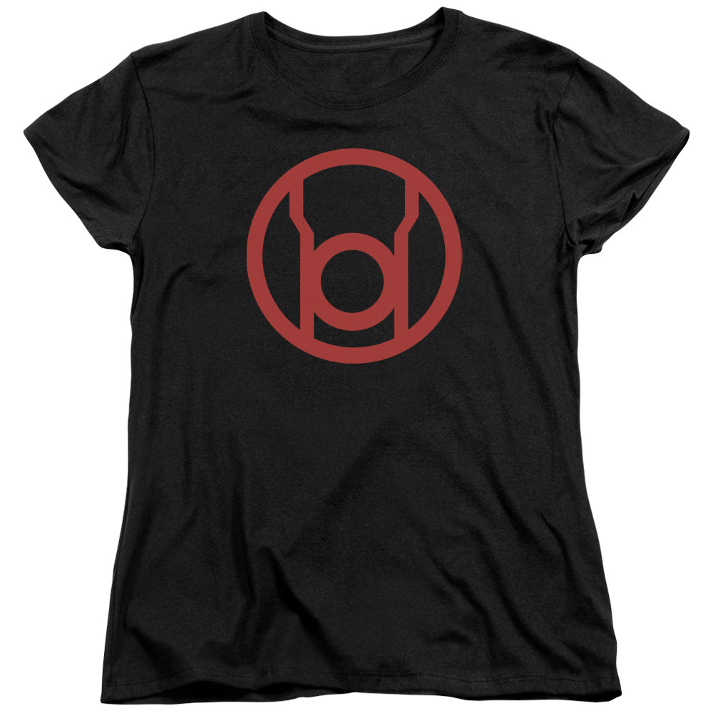 AN OFFCIALLY LICENSED GREEN LANTERN RED EMBLEM WOMEN'S REGULAR FIT T-SHIRT BLACK