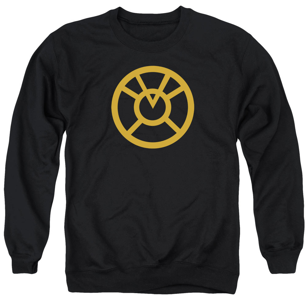AN OFFCIALLY LICENSED GREEN LANTERN ORANGE EMBLEM ADULT UNISEX CREWNECK SWEATSHIRT BLACK