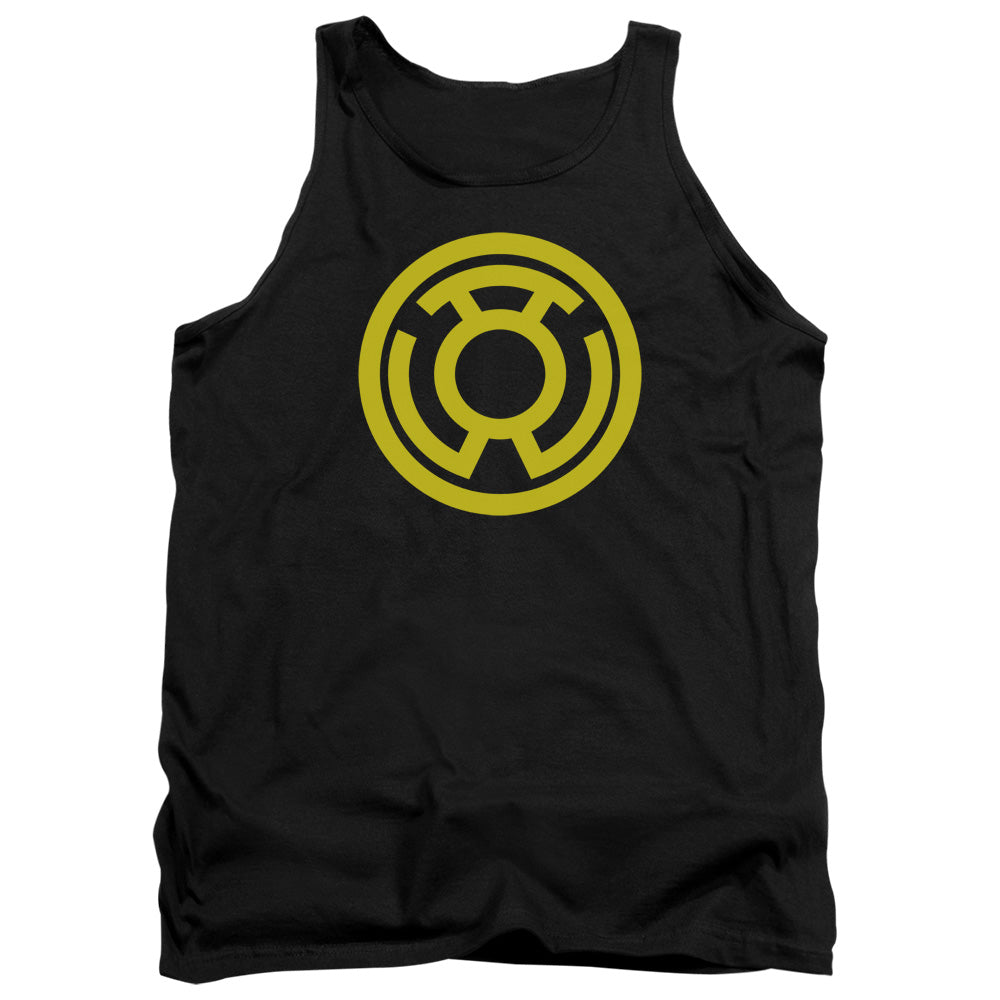 AN OFFCIALLY LICENSED GREEN LANTERN YELLOW EMBLEM ADULT UNISEX TANK TOP BLACK