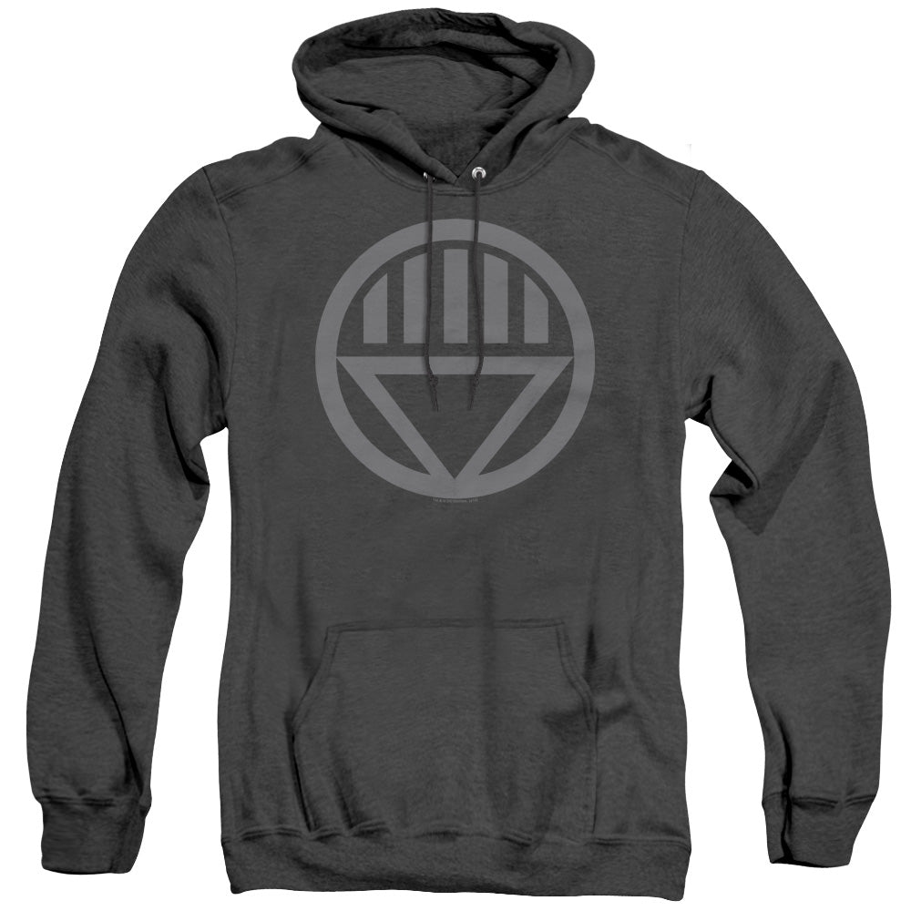 AN OFFCIALLY LICENSED GREEN LANTERN GREY EMBLEM ADULT UNISEX HEATHER PULLOVER HOODIE BLACK