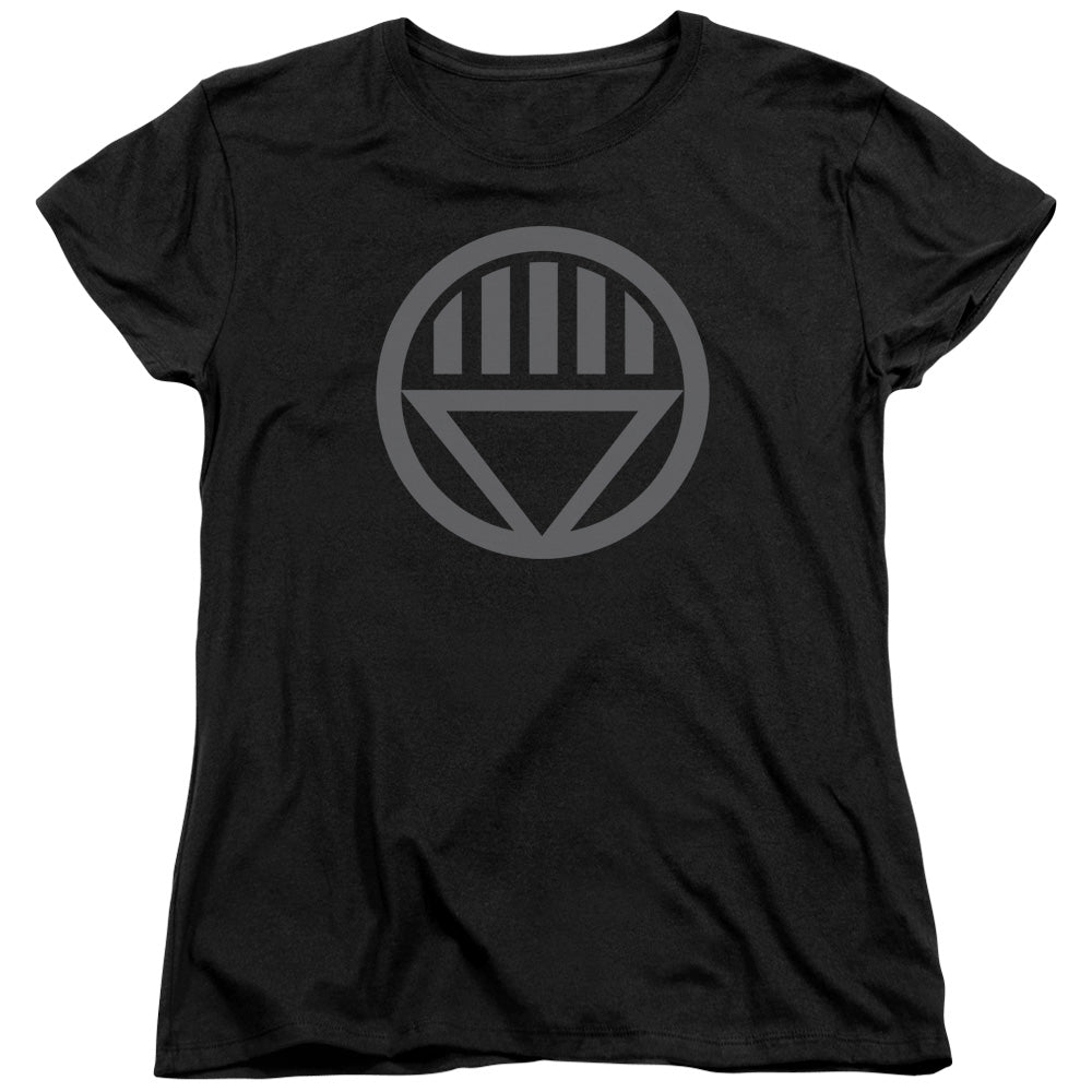 AN OFFCIALLY LICENSED GREEN LANTERN GREY EMBLEM WOMEN'S REGULAR FIT T-SHIRT BLACK