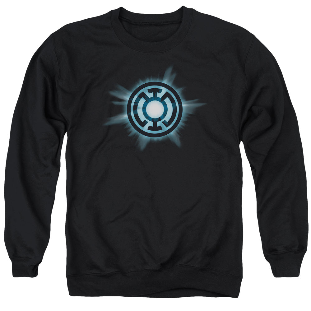 AN OFFCIALLY LICENSED GREEN LANTERN BLUE GLOW ADULT UNISEX CREWNECK SWEATSHIRT BLACK