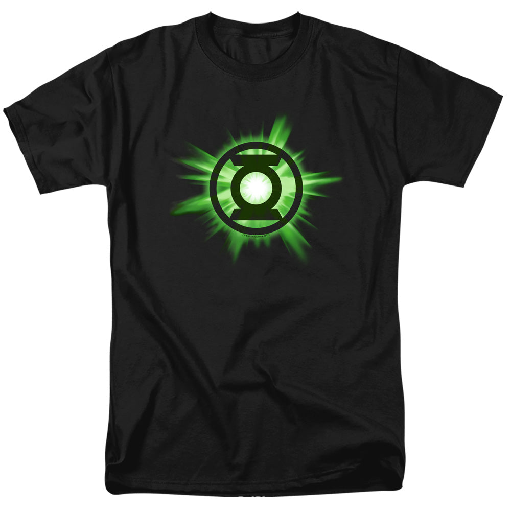 AN OFFCIALLY LICENSED GREEN LANTERN GREEN GLOW MEN'S REGULAR FIT T-SHIRT BLACK