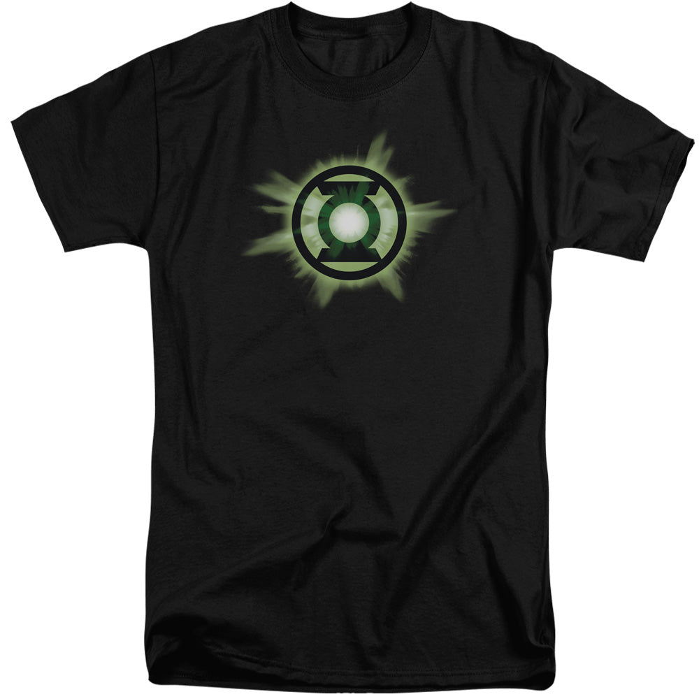 AN OFFCIALLY LICENSED GREEN LANTERN GREEN GLOW MEN'S TALL FIT T-SHIRT BLACK