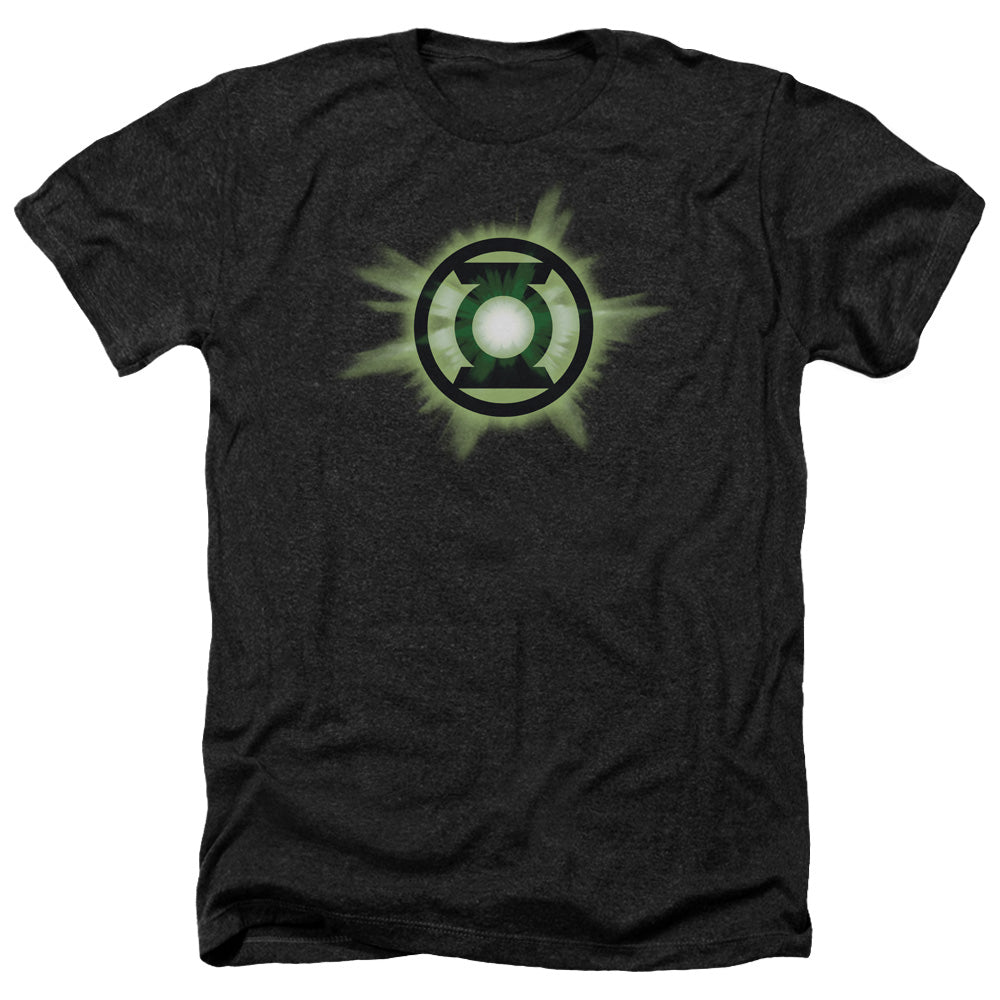 AN OFFCIALLY LICENSED GREEN LANTERN GREEN GLOW MEN'S HEATHER T-SHIRT CHARCOAL