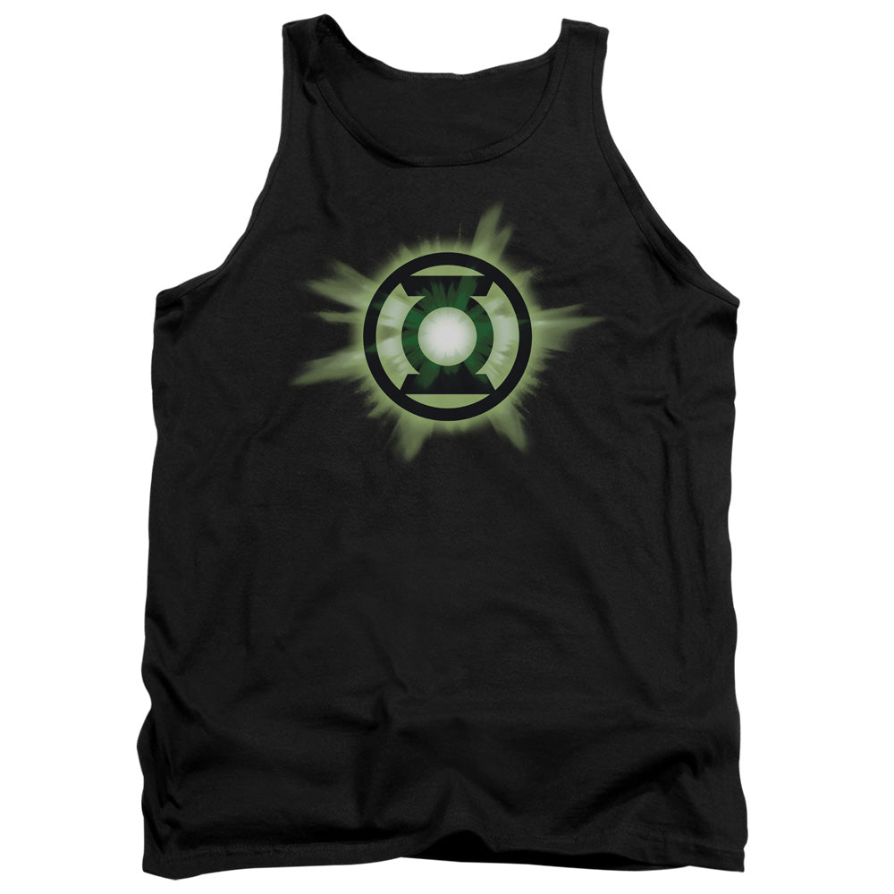 AN OFFCIALLY LICENSED GREEN LANTERN GREEN GLOW ADULT UNISEX TANK TOP BLACK