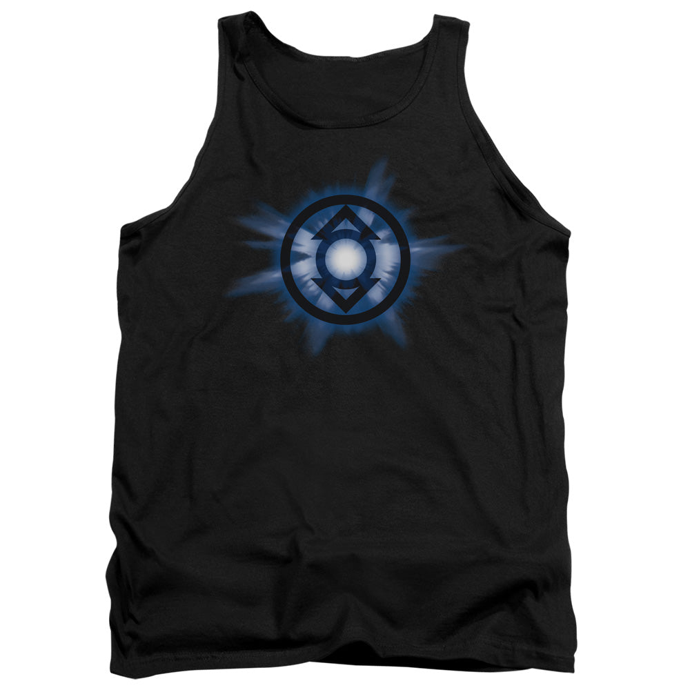AN OFFCIALLY LICENSED GREEN LANTERN INDIGO GLOW ADULT UNISEX TANK TOP BLACK