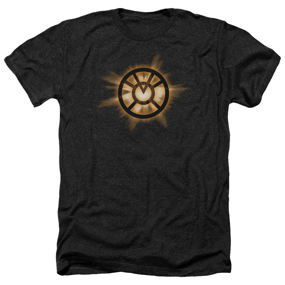 AN OFFCIALLY LICENSED GREEN LANTERN ORANGE GLOW MEN'S HEATHER T-SHIRT CHARCOAL