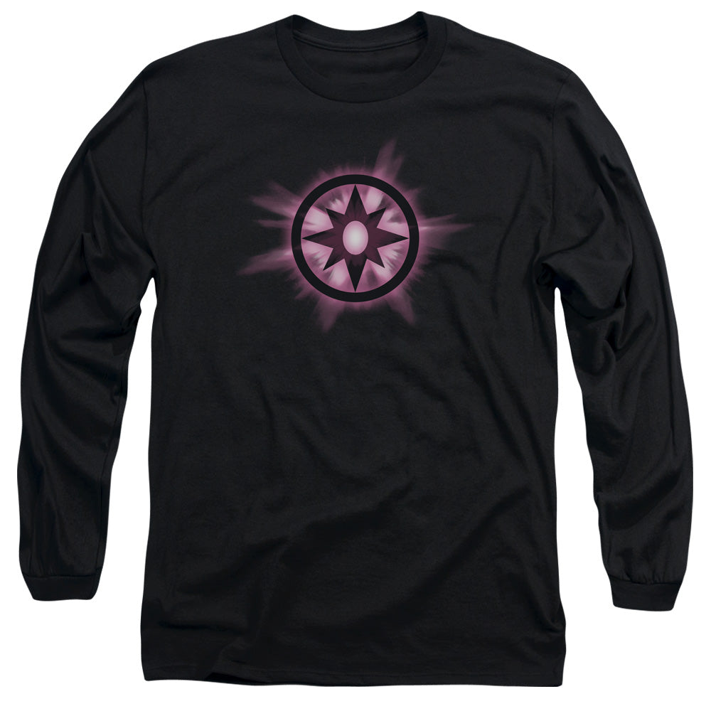 AN OFFCIALLY LICENSED GREEN LANTERN SAPPHIRE GLOW MEN'S LONG SLEEVE T-SHIRT BLACK