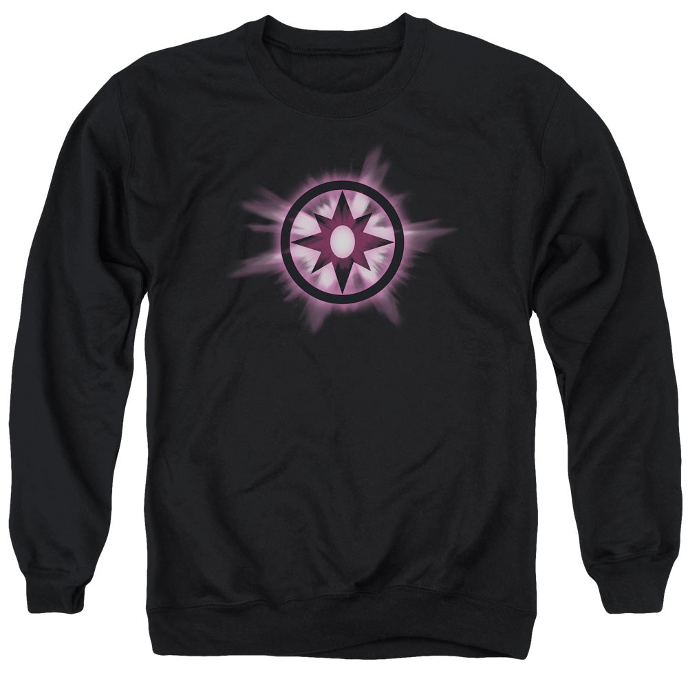 AN OFFCIALLY LICENSED GREEN LANTERN SAPPHIRE GLOW ADULT UNISEX CREWNECK SWEATSHIRT BLACK