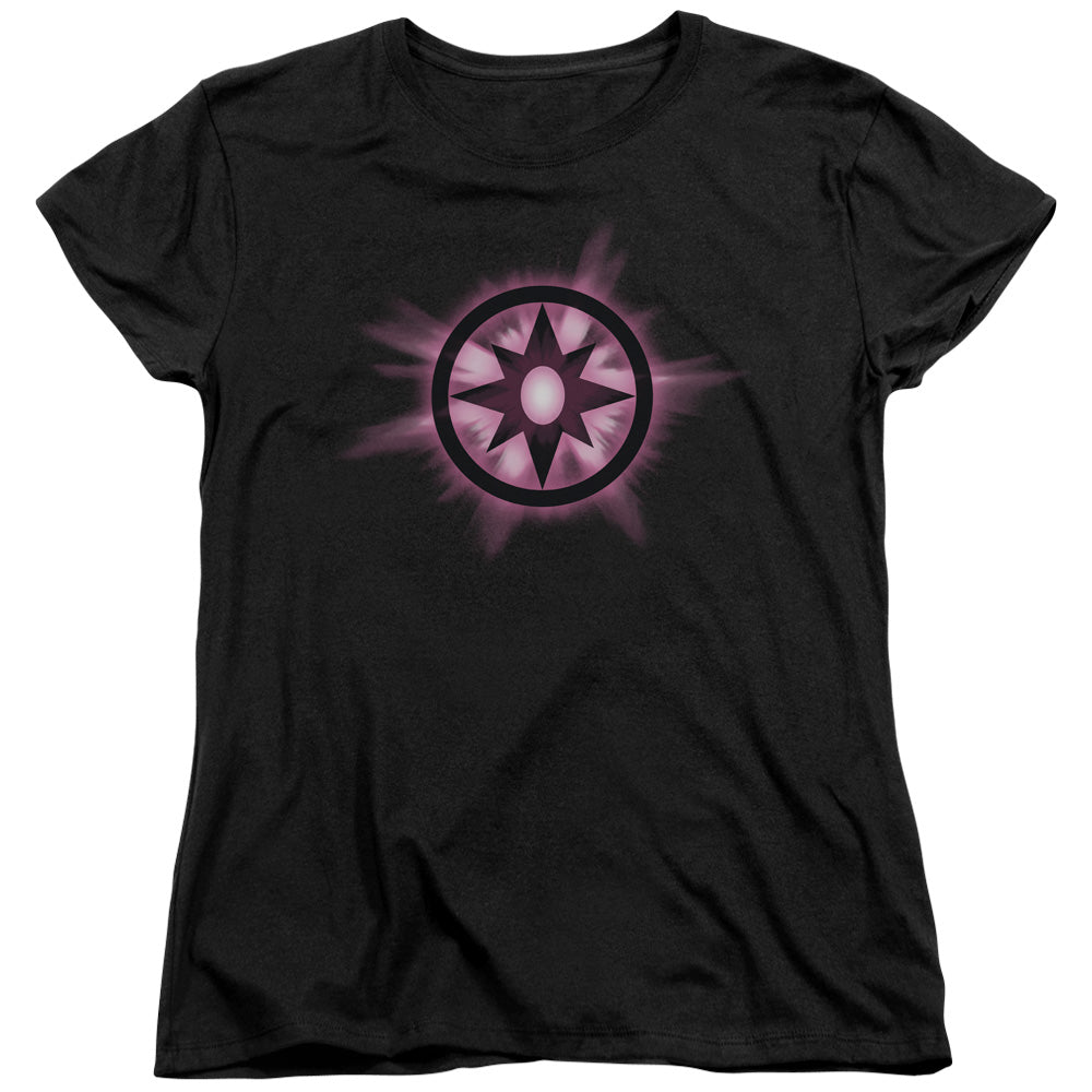 AN OFFCIALLY LICENSED GREEN LANTERN SAPPHIRE GLOW WOMEN'S REGULAR FIT T-SHIRT BLACK