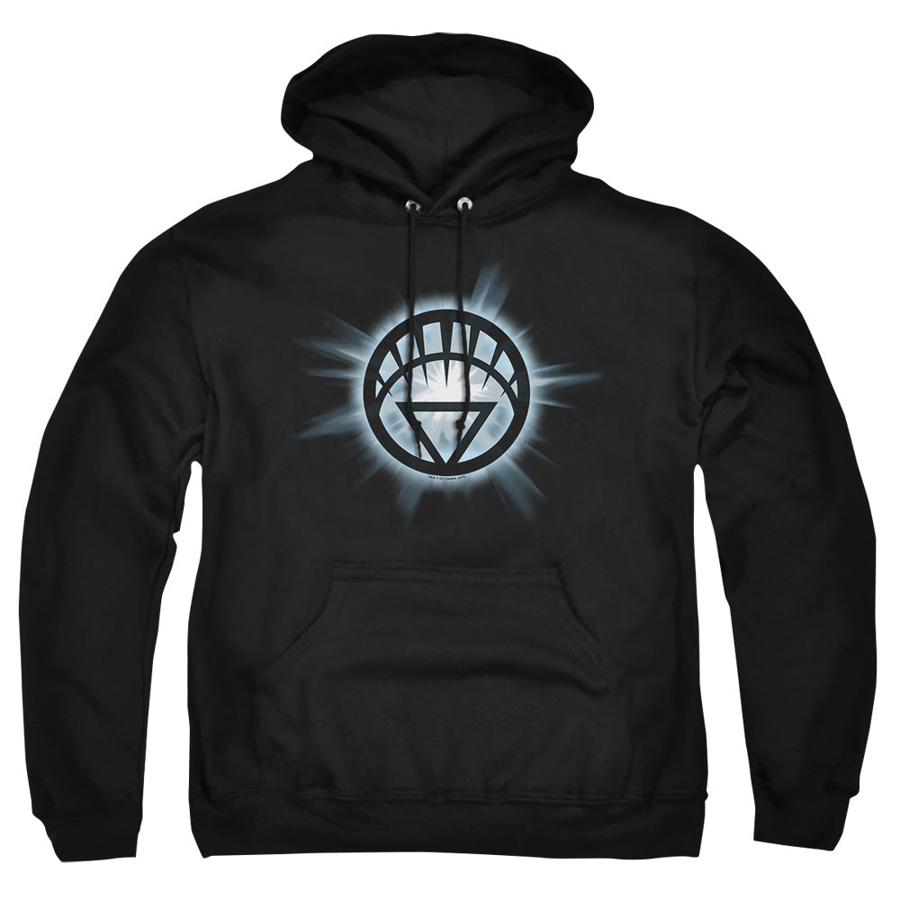 AN OFFCIALLY LICENSED GREEN LANTERN WHITE GLOW ADULT UNISEX PULLOVER HOODIE BLACK