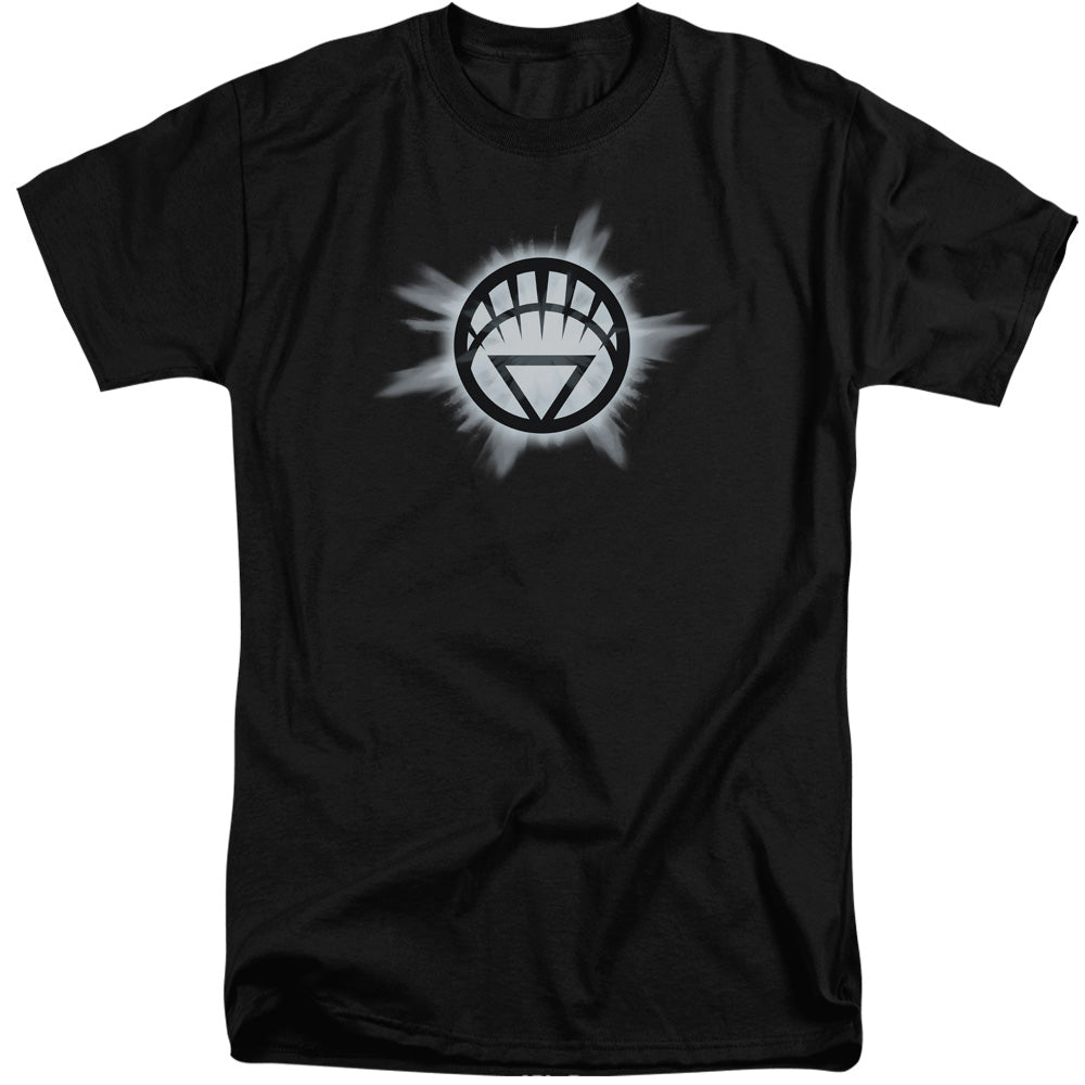 AN OFFCIALLY LICENSED GREEN LANTERN WHITE GLOW MEN'S TALL FIT T-SHIRT BLACK