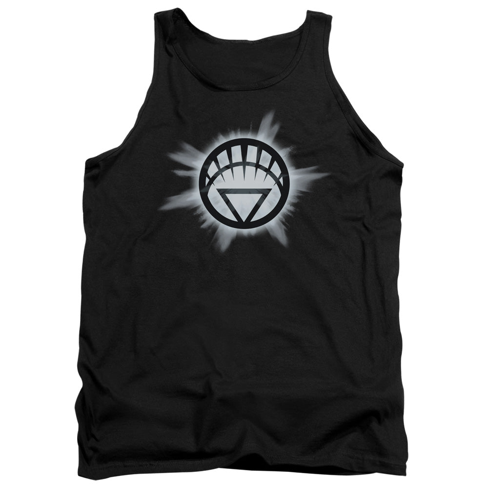 AN OFFCIALLY LICENSED GREEN LANTERN WHITE GLOW ADULT UNISEX TANK TOP BLACK