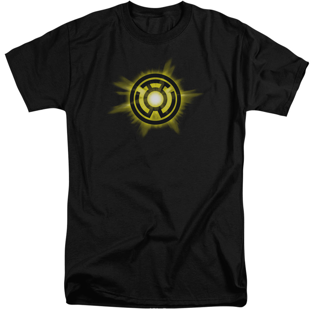 AN OFFCIALLY LICENSED GREEN LANTERN YELLOW GLOW MEN'S TALL FIT T-SHIRT BLACK