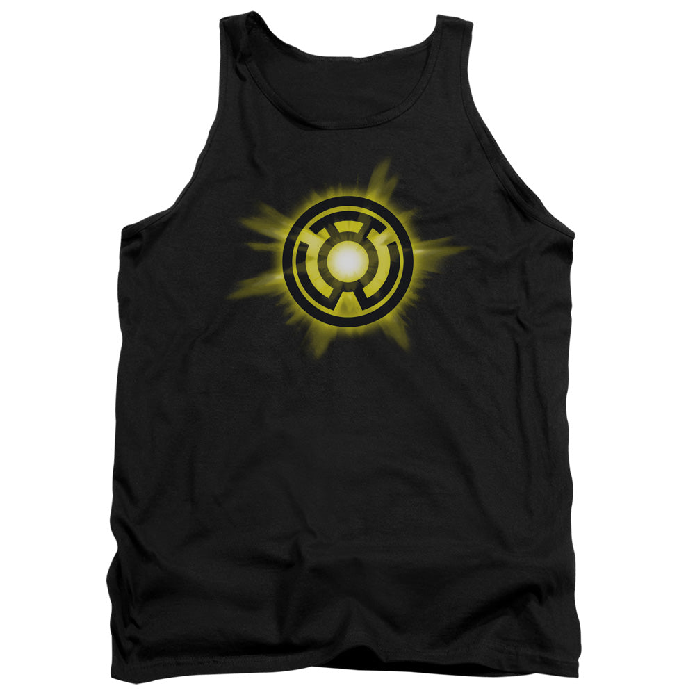 AN OFFCIALLY LICENSED GREEN LANTERN YELLOW GLOW ADULT UNISEX TANK TOP BLACK