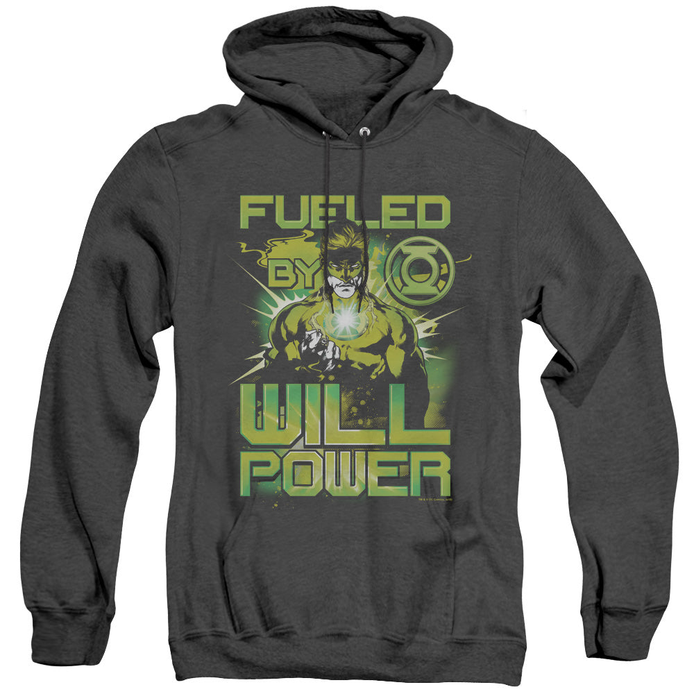 AN OFFCIALLY LICENSED GREEN LANTERN FUELED ADULT UNISEX HEATHER PULLOVER HOODIE BLACK