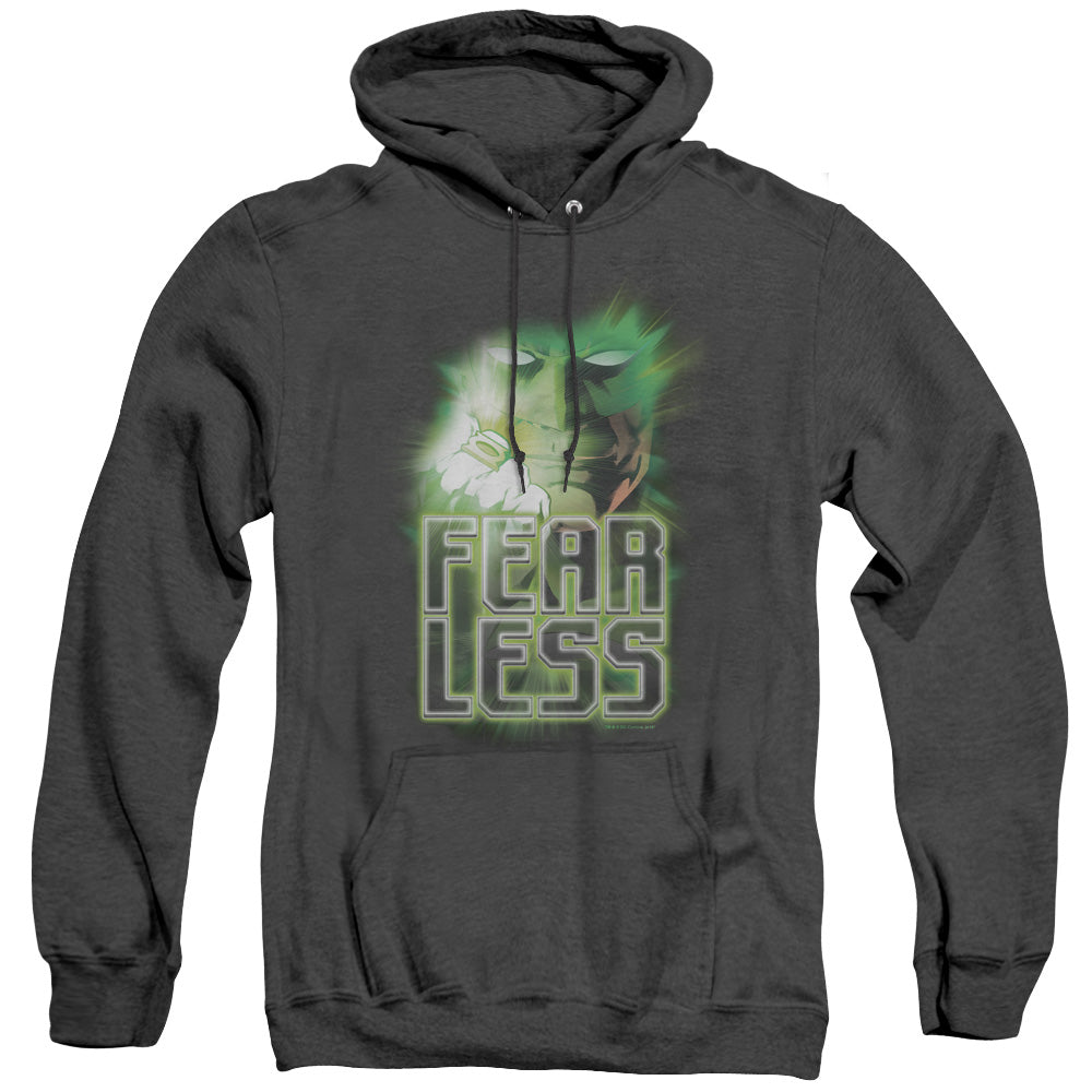 AN OFFCIALLY LICENSED GREEN LANTERN FEARLESS ADULT UNISEX HEATHER PULLOVER HOODIE BLACK