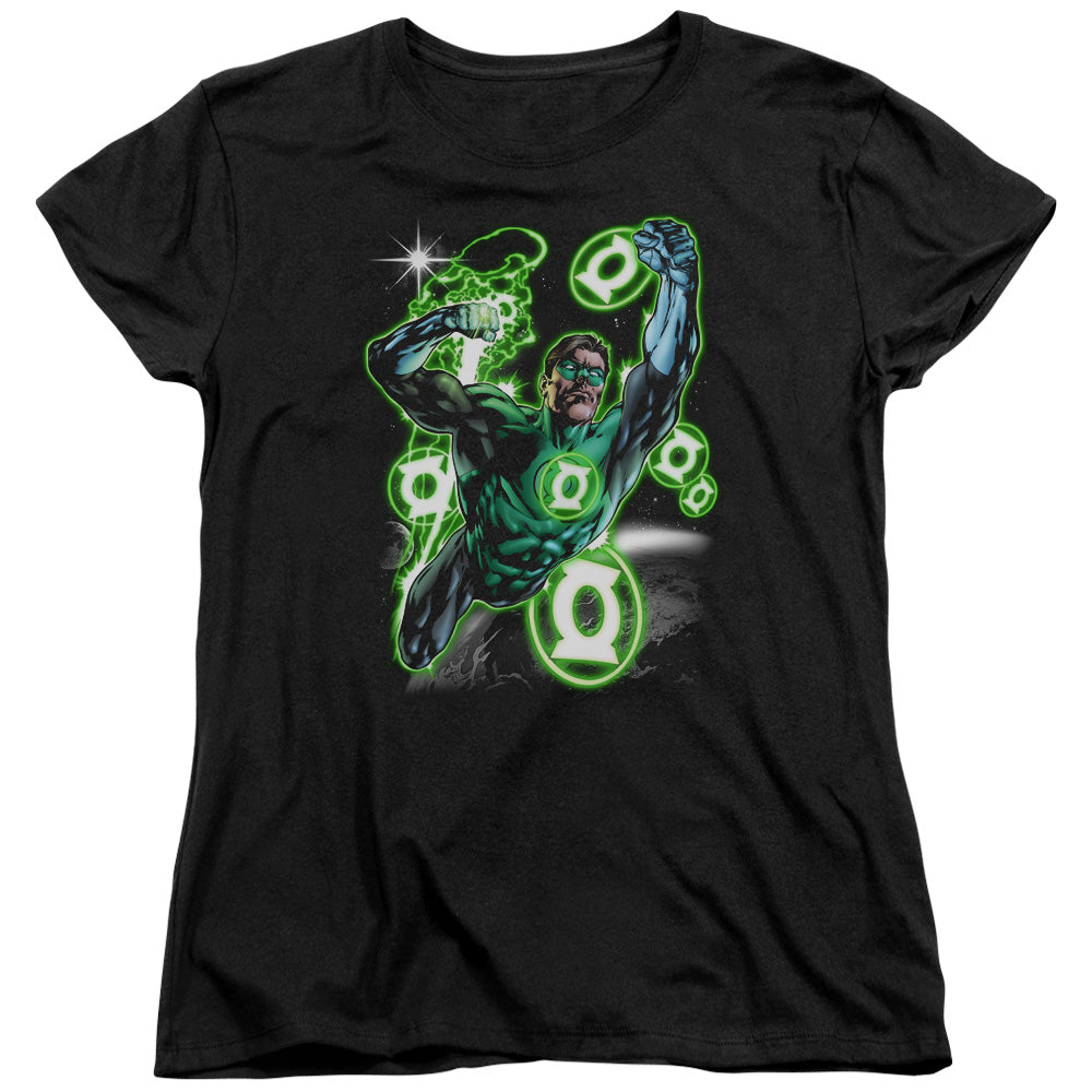 AN OFFCIALLY LICENSED GREEN LANTERN EARTH SECTOR WOMEN'S REGULAR FIT T-SHIRT BLACK