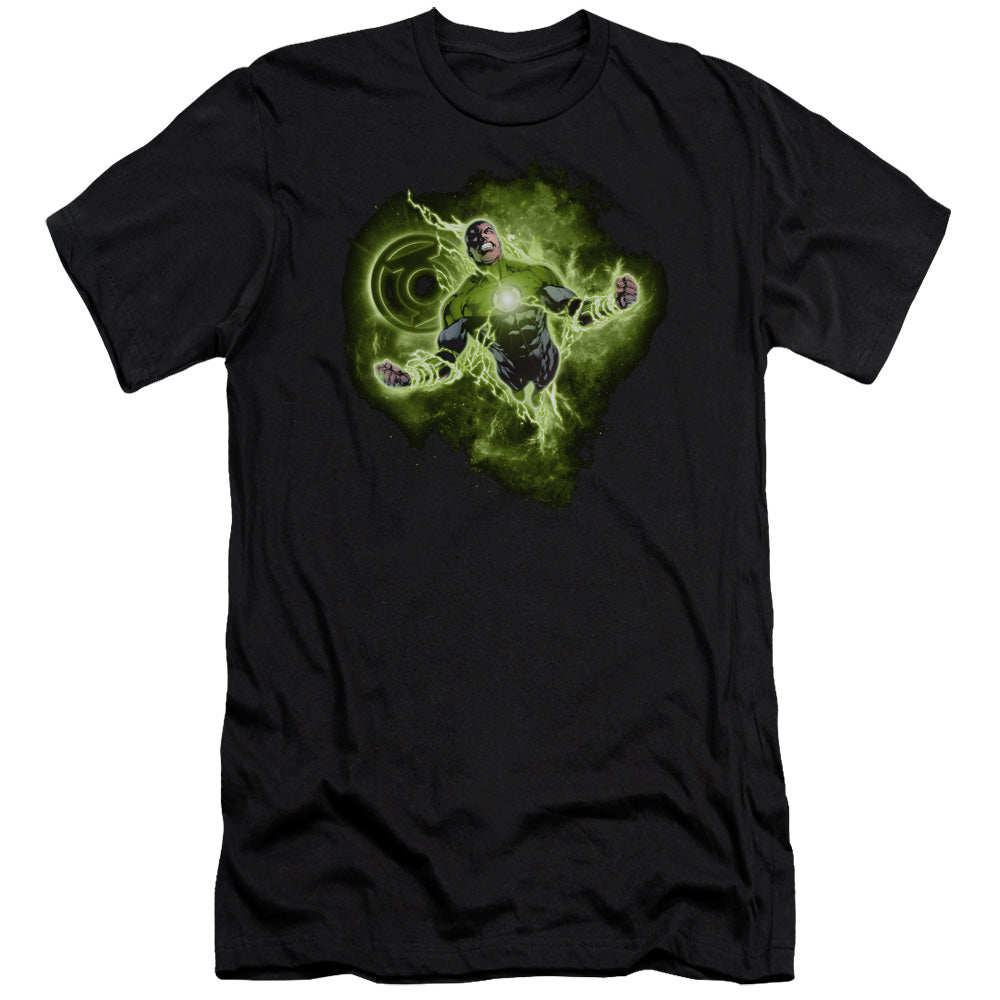 AN OFFCIALLY LICENSED GREEN LANTERN LANTERN NEBULA MEN'S PREMIUM SLIM FIT T-SHIRT BLACK