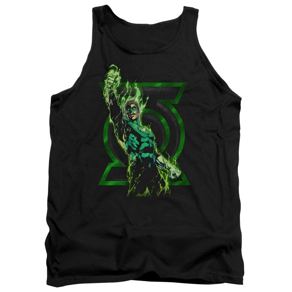 AN OFFCIALLY LICENSED GREEN LANTERN FULLY CHARGED ADULT UNISEX TANK TOP BLACK