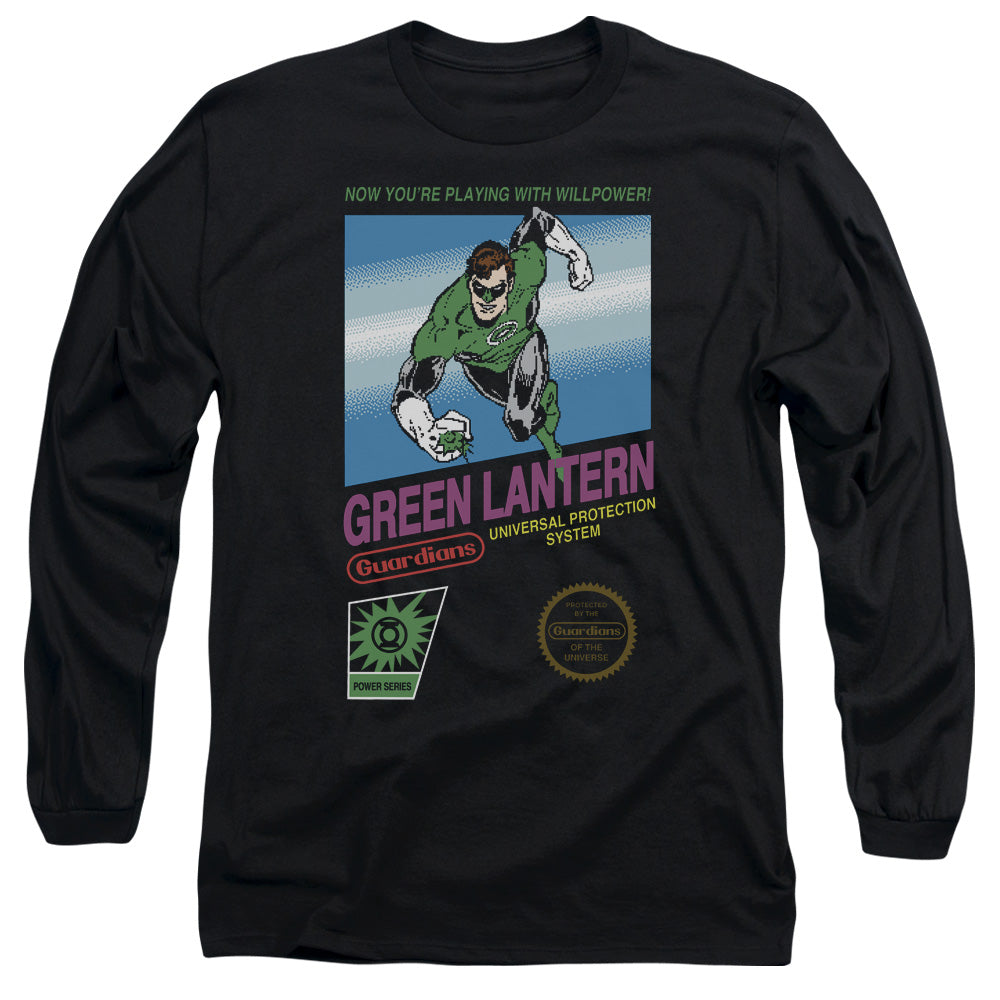 AN OFFCIALLY LICENSED GREEN LANTERN BOX ART MEN'S LONG SLEEVE T-SHIRT BLACK