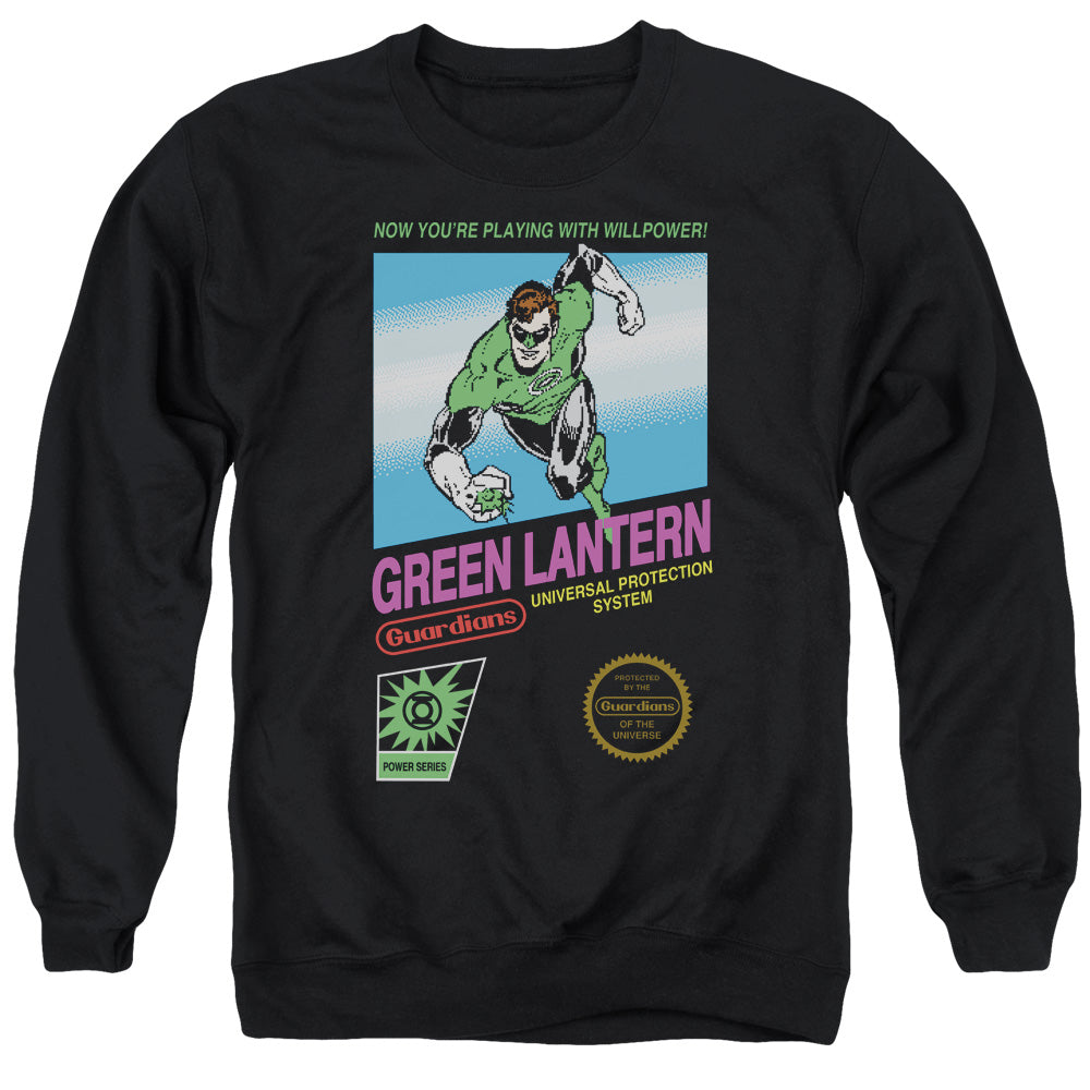 AN OFFCIALLY LICENSED GREEN LANTERN BOX ART ADULT UNISEX CREWNECK SWEATSHIRT BLACK