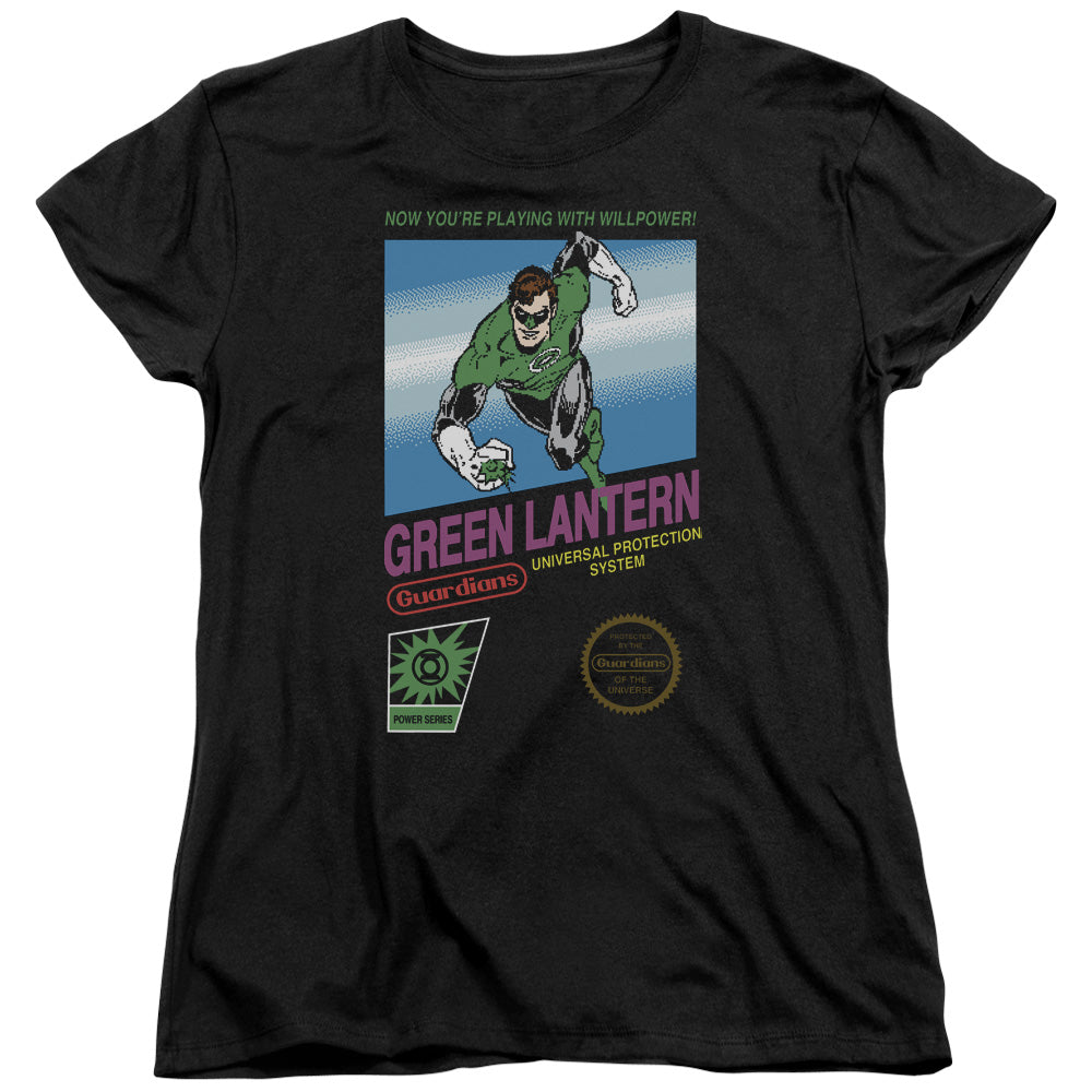 AN OFFCIALLY LICENSED GREEN LANTERN BOX ART WOMEN'S REGULAR FIT T-SHIRT BLACK