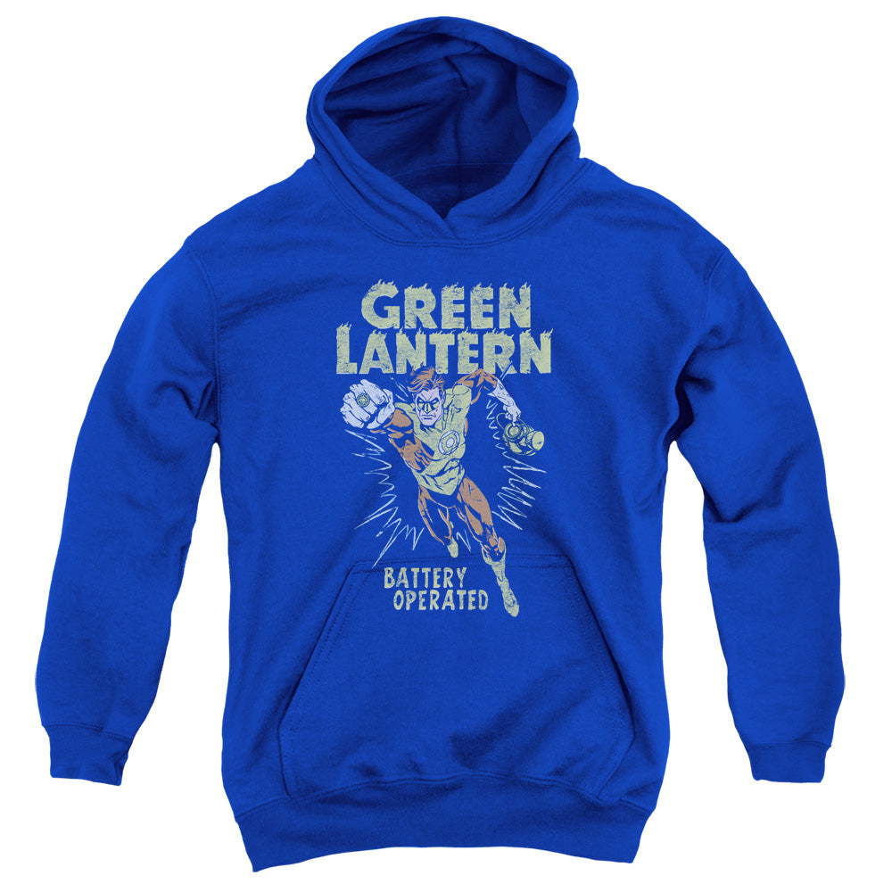 AN OFFCIALLY LICENSED GREEN LANTERN FULLY CHARGED YOUTH HOODIE ROYAL