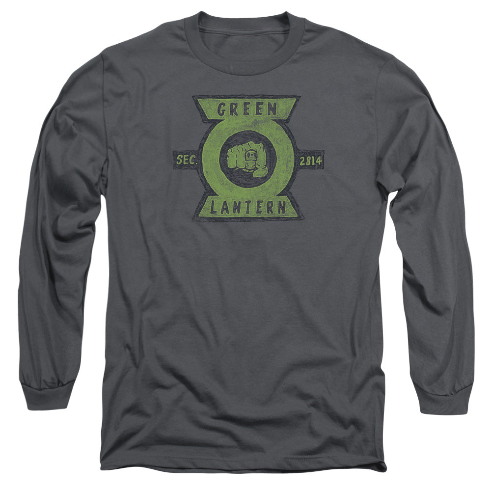 AN OFFCIALLY LICENSED GREEN LANTERN SECTION MEN'S LONG SLEEVE T-SHIRT CHARCOAL