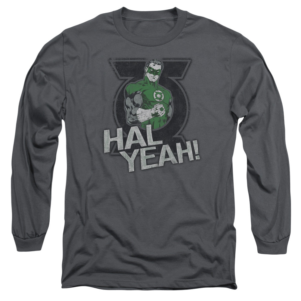 AN OFFCIALLY LICENSED GREEN LANTERN HAL YEAH MEN'S LONG SLEEVE T-SHIRT CHARCOAL