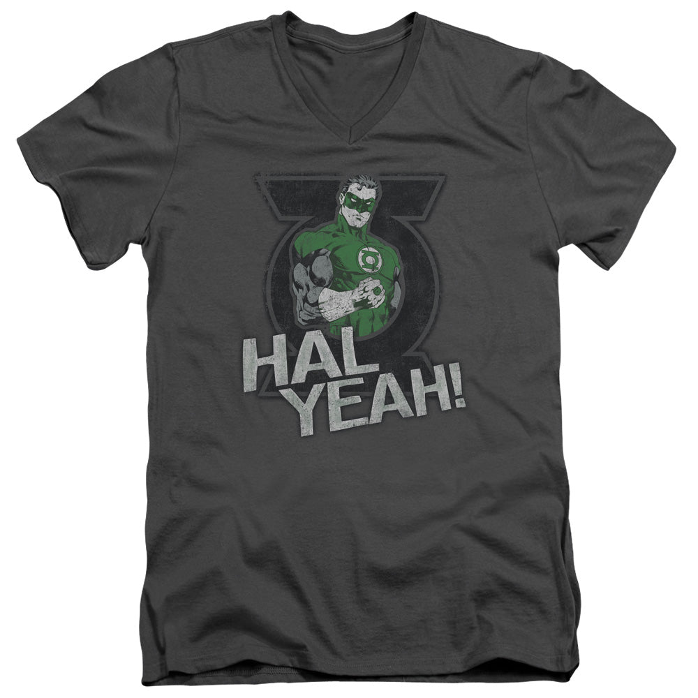 AN OFFCIALLY LICENSED GREEN LANTERN HAL YEAH MEN'S V-NECK T-SHIRT CHARCOAL