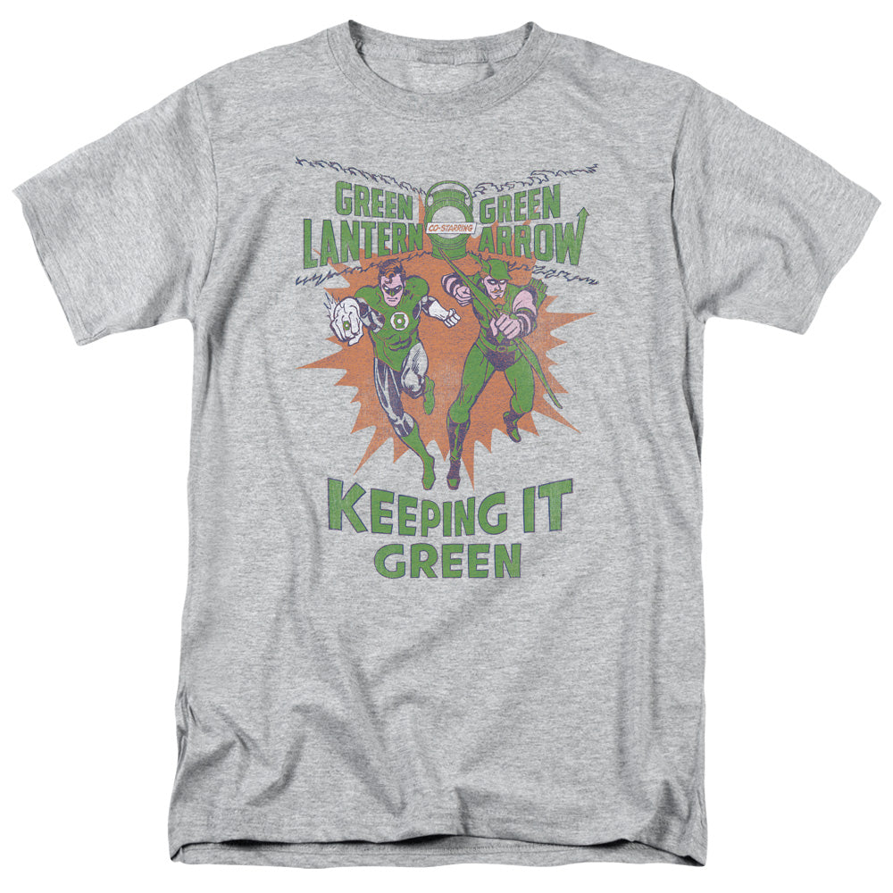 AN OFFCIALLY LICENSED GREEN LANTERN KEEPING IT GREEN MEN'S REGULAR FIT T-SHIRT ATHLETIC HEATHER