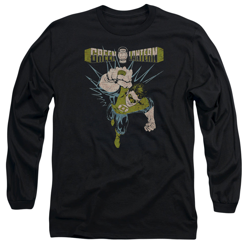 AN OFFCIALLY LICENSED GREEN LANTERN POWERFUL MEN'S LONG SLEEVE T-SHIRT BLACK