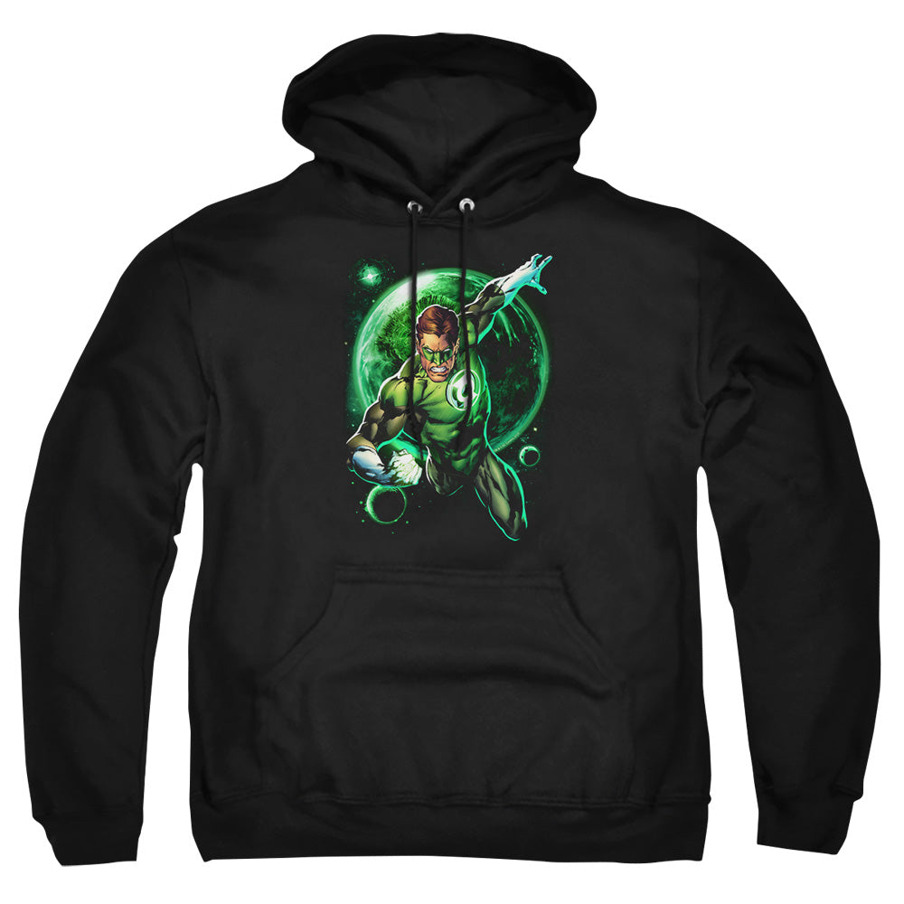 AN OFFCIALLY LICENSED GREEN LANTERN GALAXY GLOW ADULT UNISEX PULLOVER HOODIE BLACK
