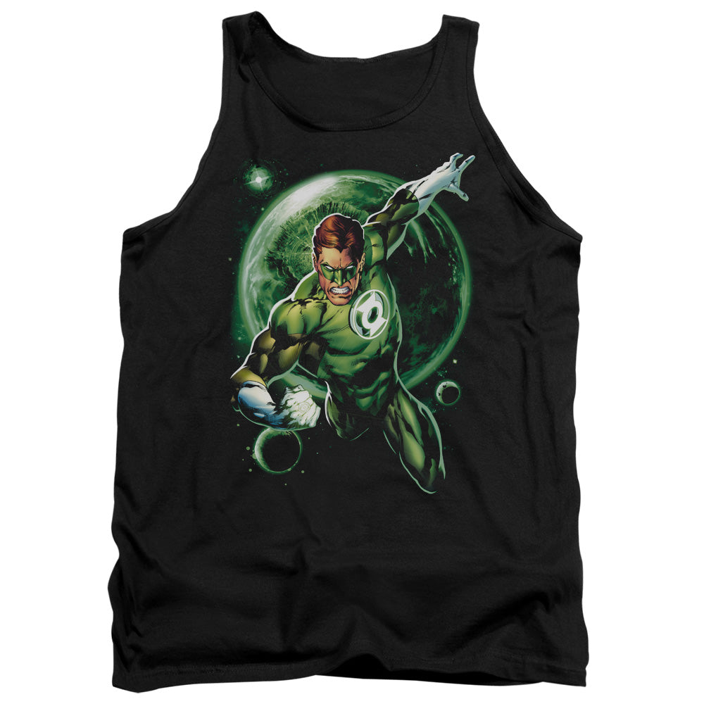 AN OFFCIALLY LICENSED GREEN LANTERN GALAXY GLOW ADULT UNISEX TANK TOP BLACK