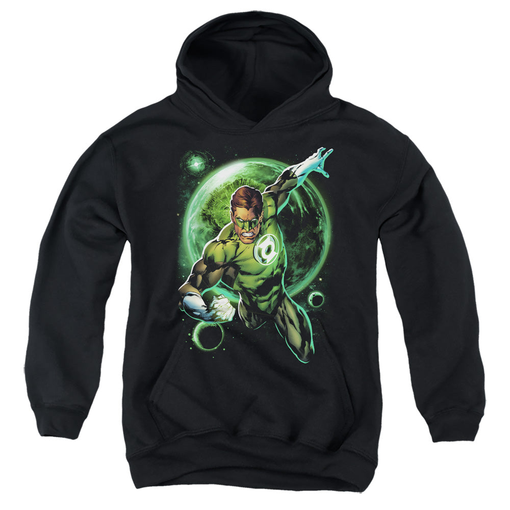 AN OFFCIALLY LICENSED GREEN LANTERN GALAXY GLOW YOUTH HOODIE BLACK