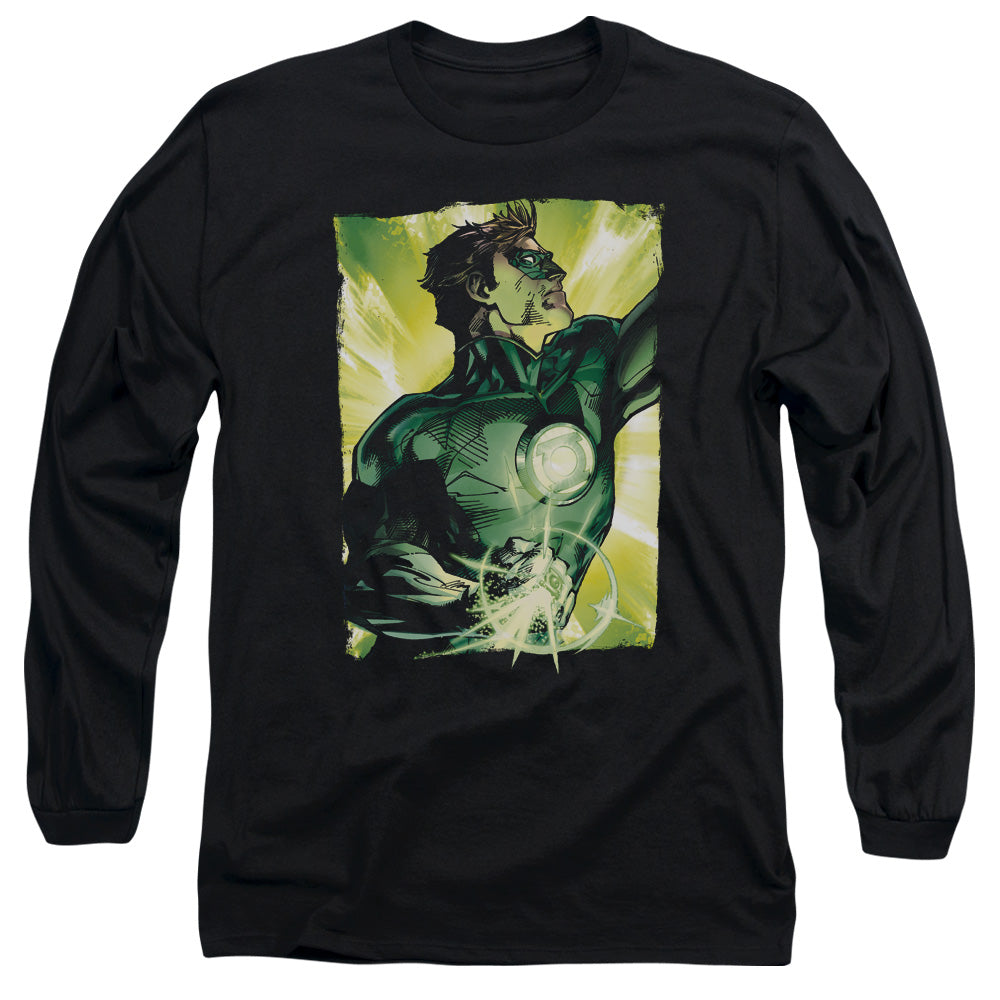 AN OFFCIALLY LICENSED GREEN LANTERN UP UP MEN'S LONG SLEEVE T-SHIRT BLACK