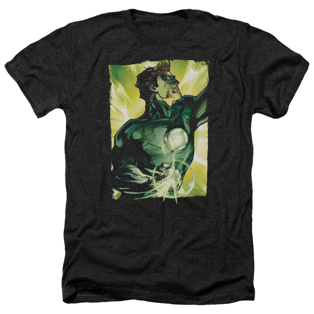 AN OFFCIALLY LICENSED GREEN LANTERN UP UP MEN'S HEATHER T-SHIRT CHARCOAL