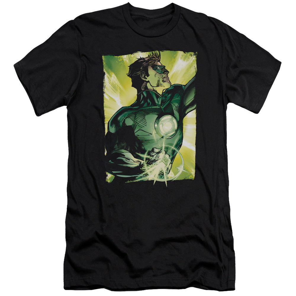 AN OFFCIALLY LICENSED GREEN LANTERN UP UP MEN'S PREMIUM SLIM FIT T-SHIRT BLACK