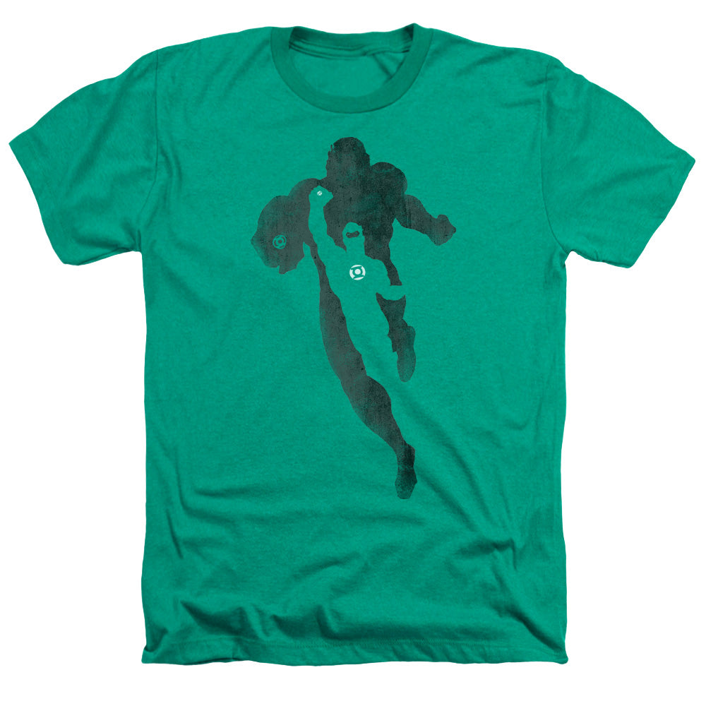 AN OFFCIALLY LICENSED DC LANTERN KNOCKOUT MEN'S HEATHER T-SHIRT KELLY GREEN